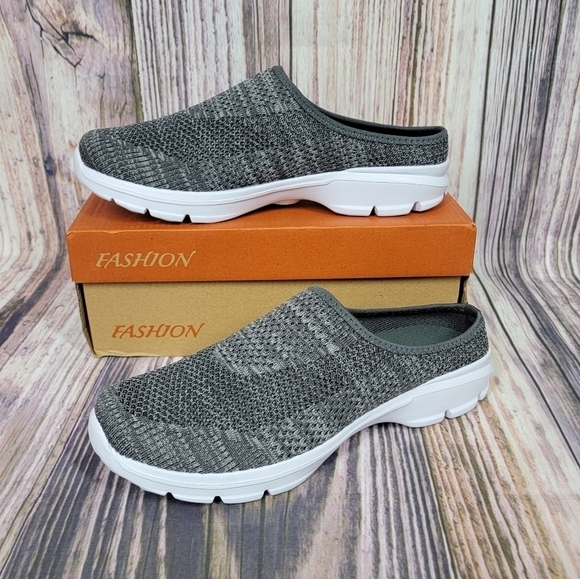 Gray Marled Textured Mesh Mule Sneakers Pattrily - Picture 12 of 12